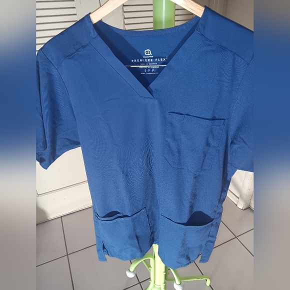 Premier Flex Blue Scrub Top - Picture 1 of 4